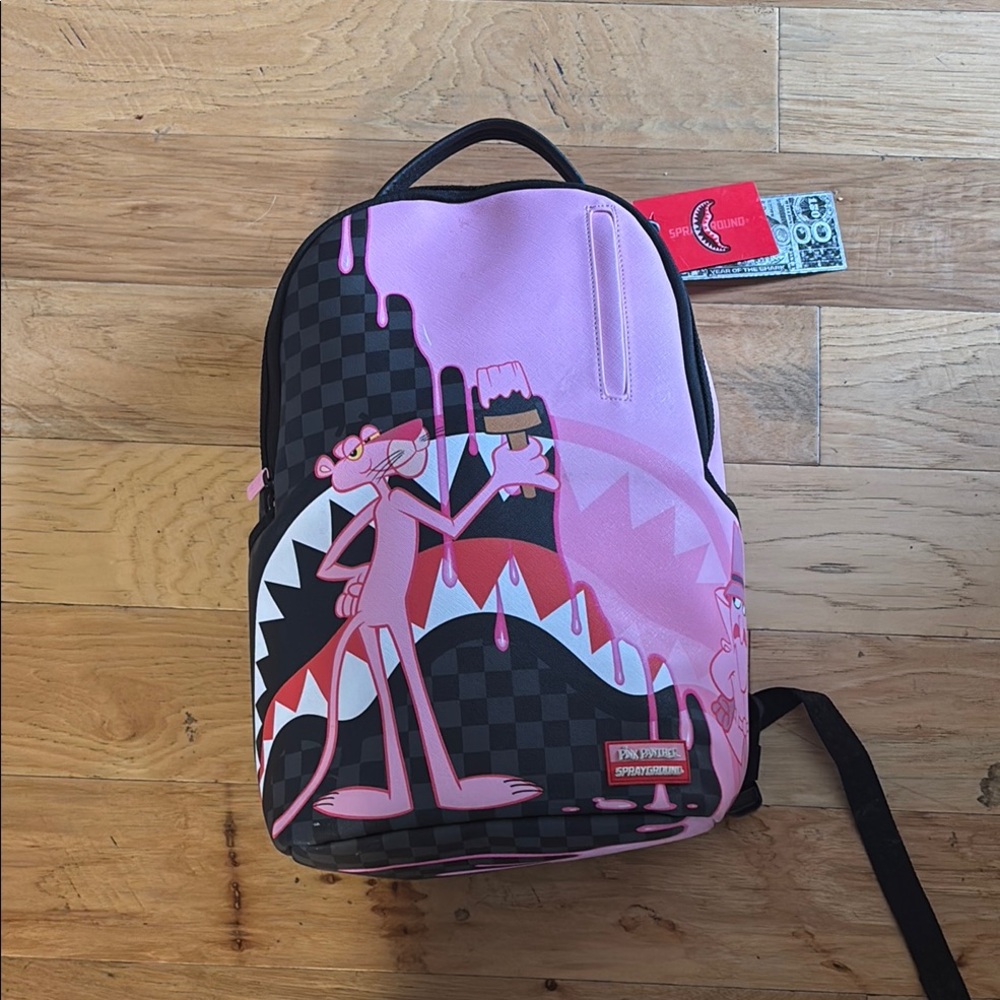 Sprayground Pink and Black Panther Backpack